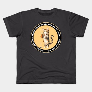 coffee and cat Kids T-Shirt